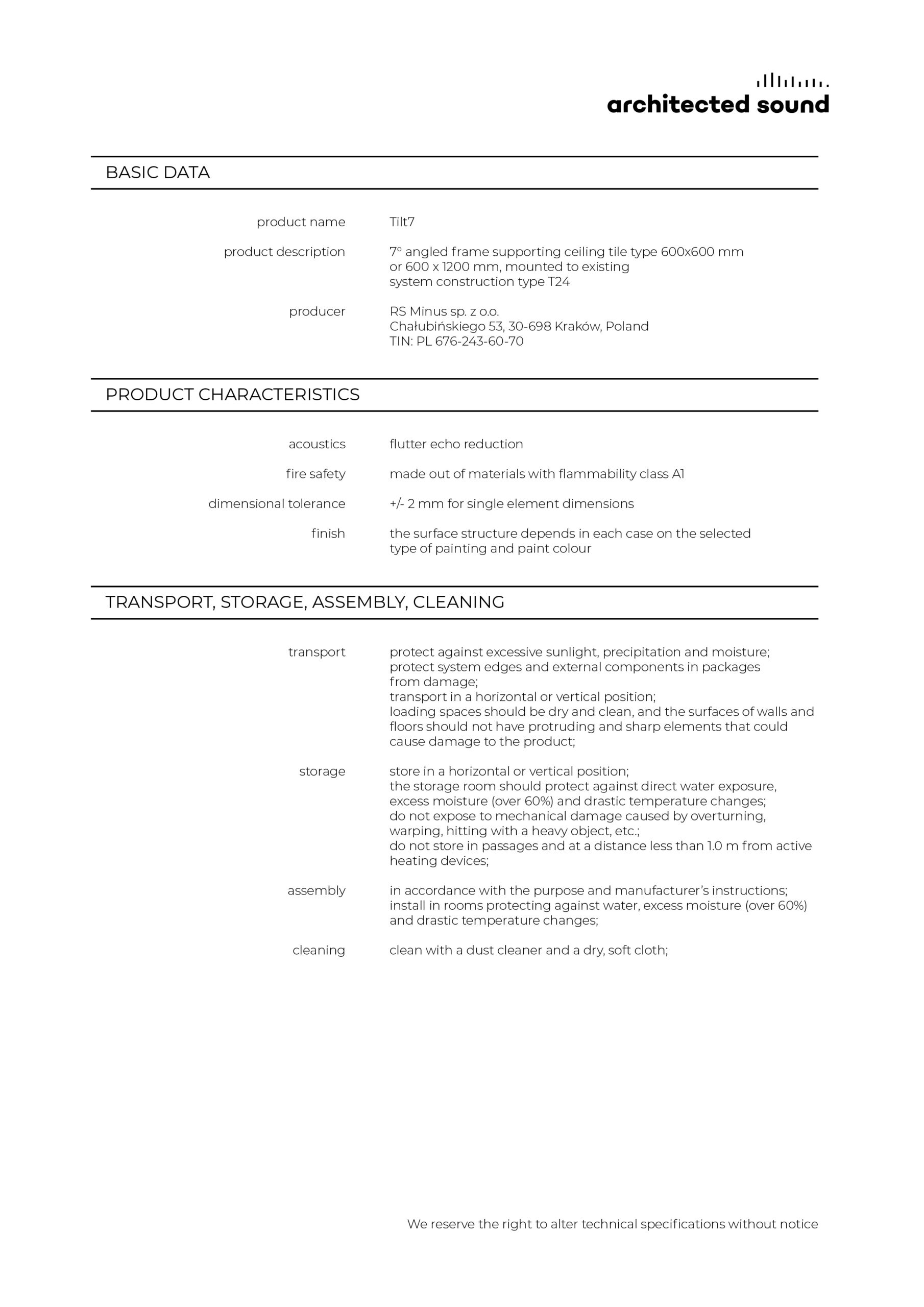 Architected Sound Tilt7 ceiling frame - Thumbnail cover of user guide