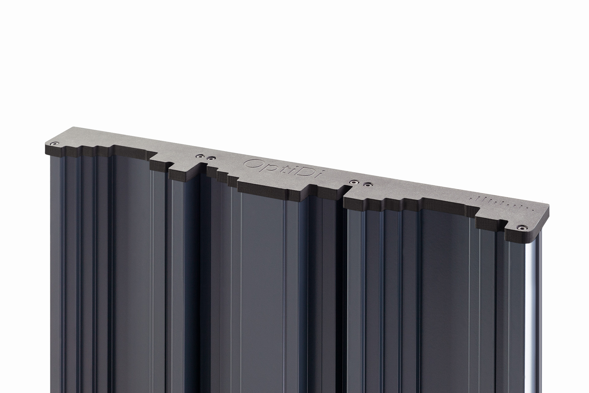 Close up of top edge of Optidi Panel sound relective diffuser.
