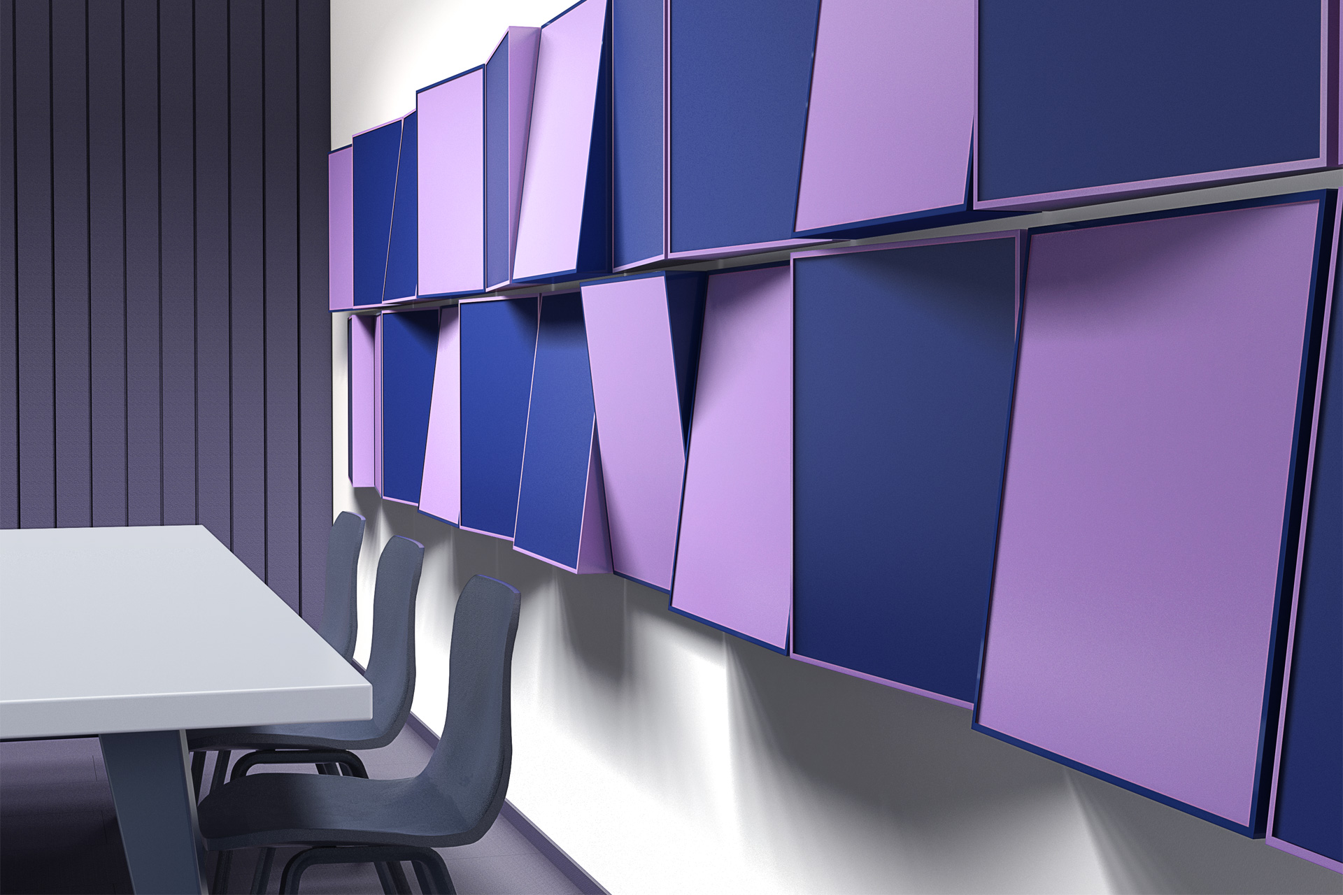 Sala konferencyjna z zastosowaniem ściennego panelu akustycznego odbijającego Tilt Wall