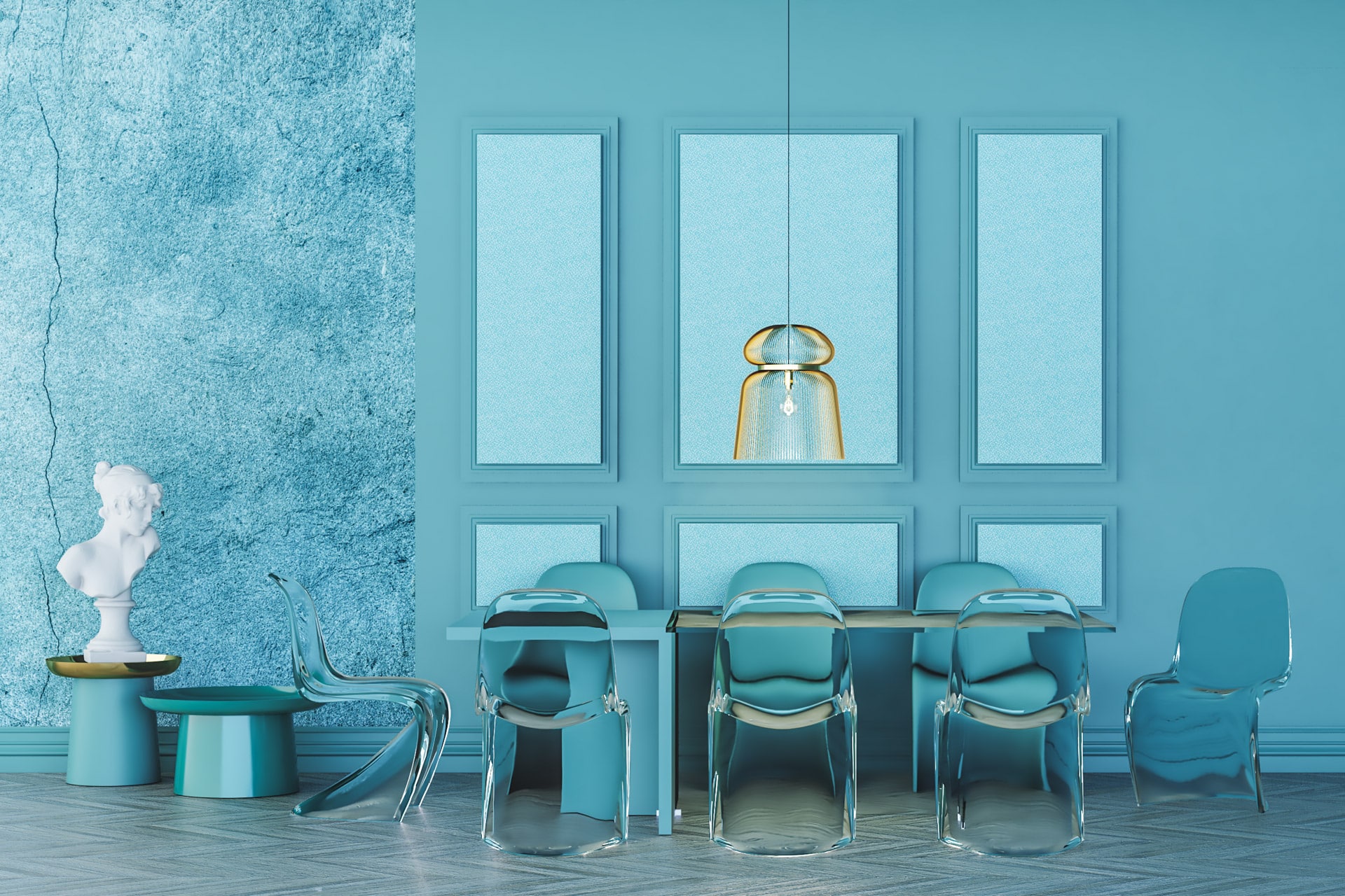 Wizualizacja adaptacji akustycznej pomieszczenia z zastosowaniem paneli akustycznych Up-Sorber Panel