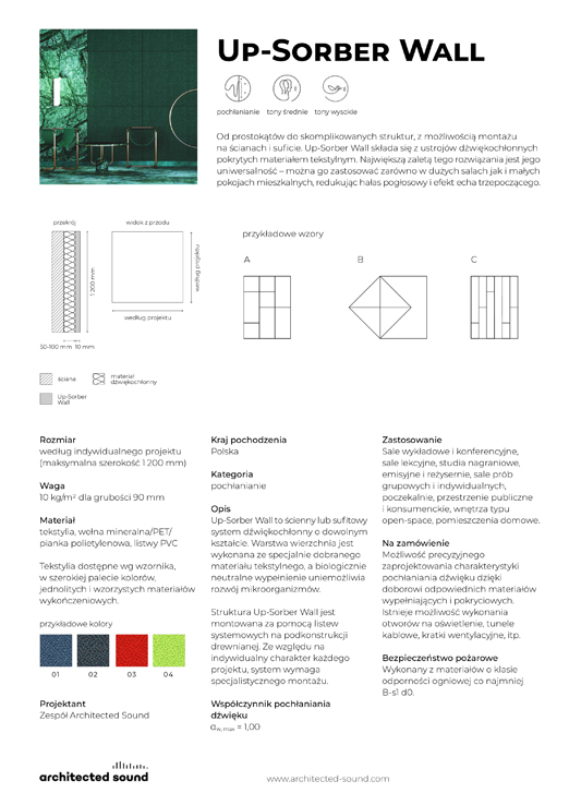 Miniatura okładki karty katalogowej panelu akustycznego Up-Sorber Wall