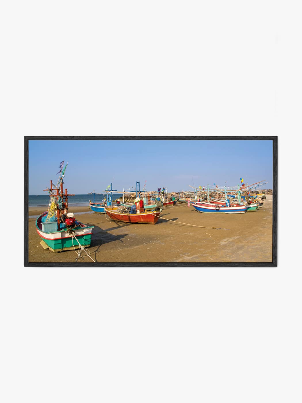 Obraz akustyczny ze zdjęcia - Panorama - Kolorowe kutry rybackie i łodzie na plaży - Mateusz Kotlarski