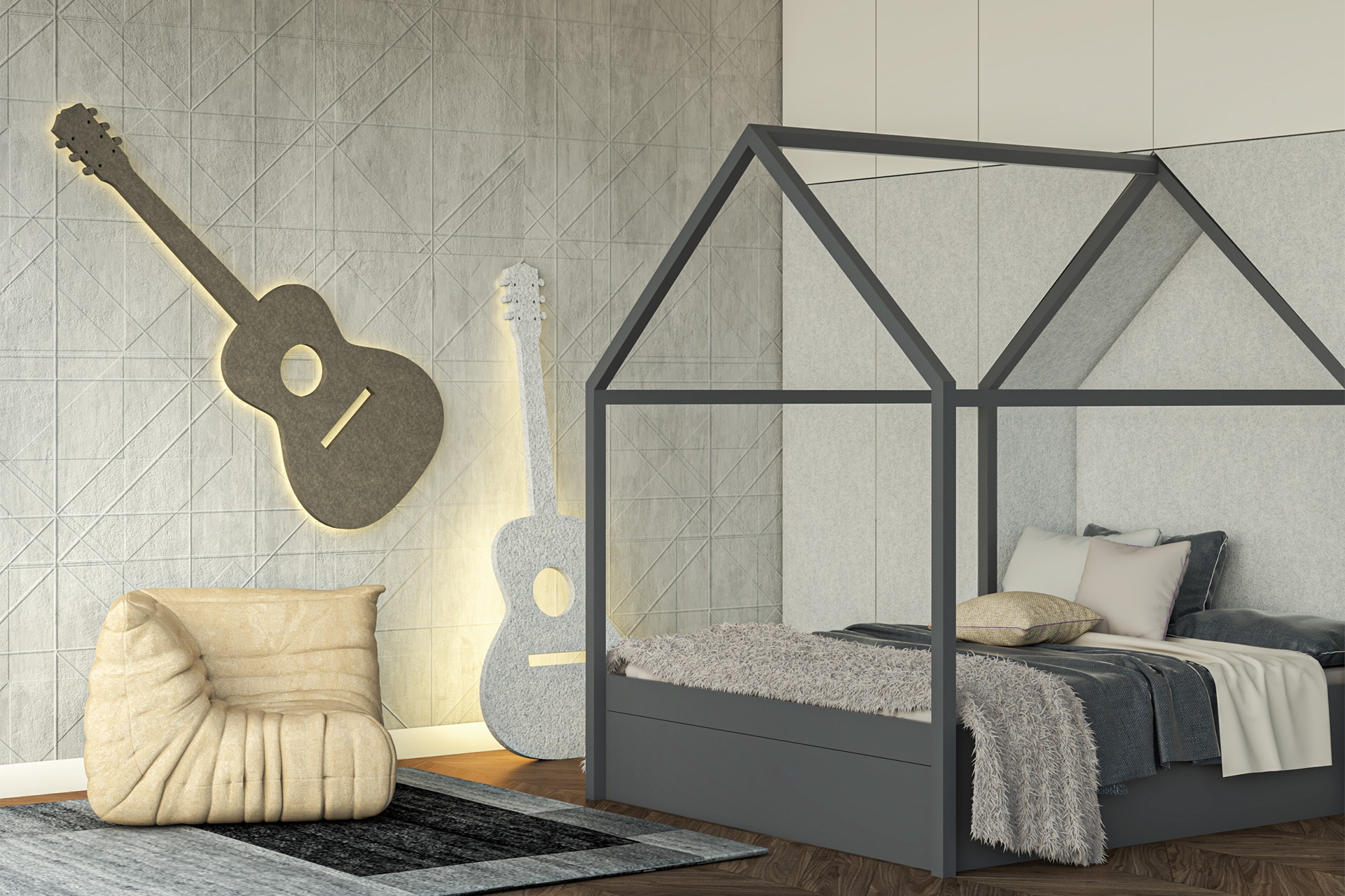 Lampa akustyczna EcoPET w kształcie gitary akustycznej