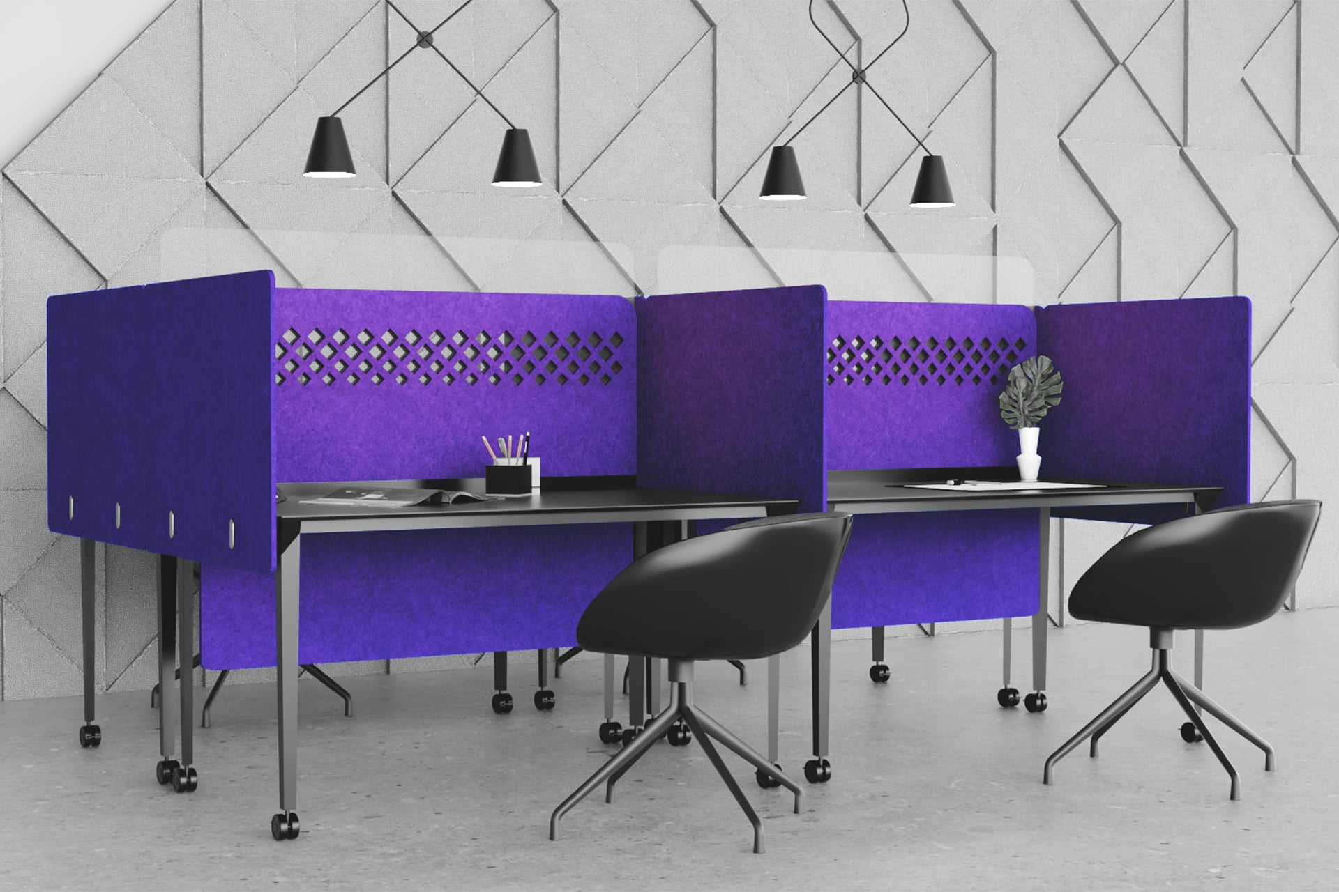 Ekrany akustyczne na biurko oddzielające stanowiska pracy w biurze open space