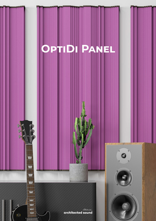 Thumbnail cover of brochure of Optidi Panel sound diffuser.
