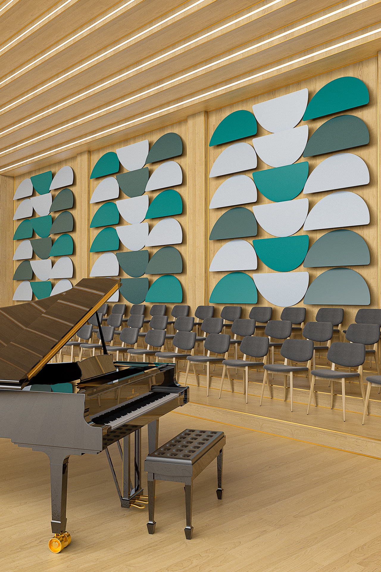Tile Lite panel akustyczny odbijający dźwięk w sali koncertowej