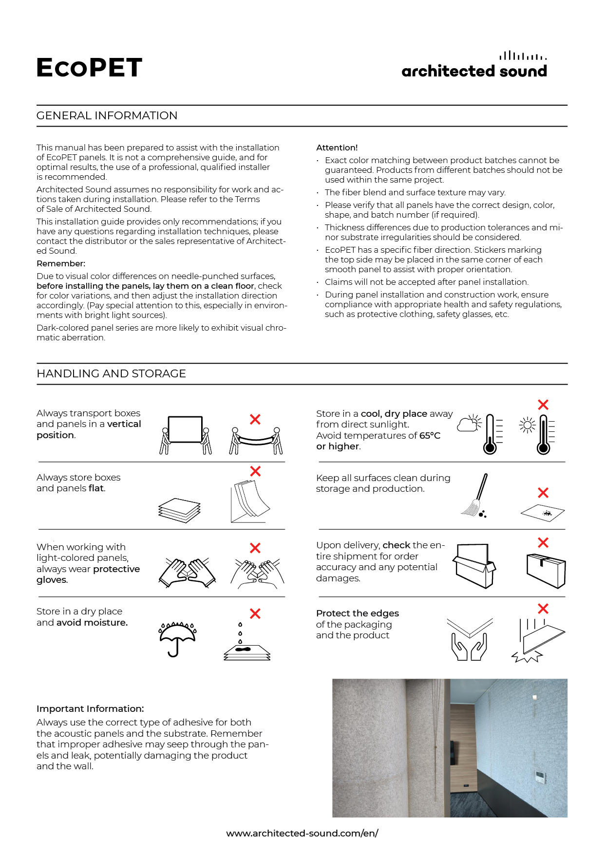 User Guide cover of EcoPET acoustic panel