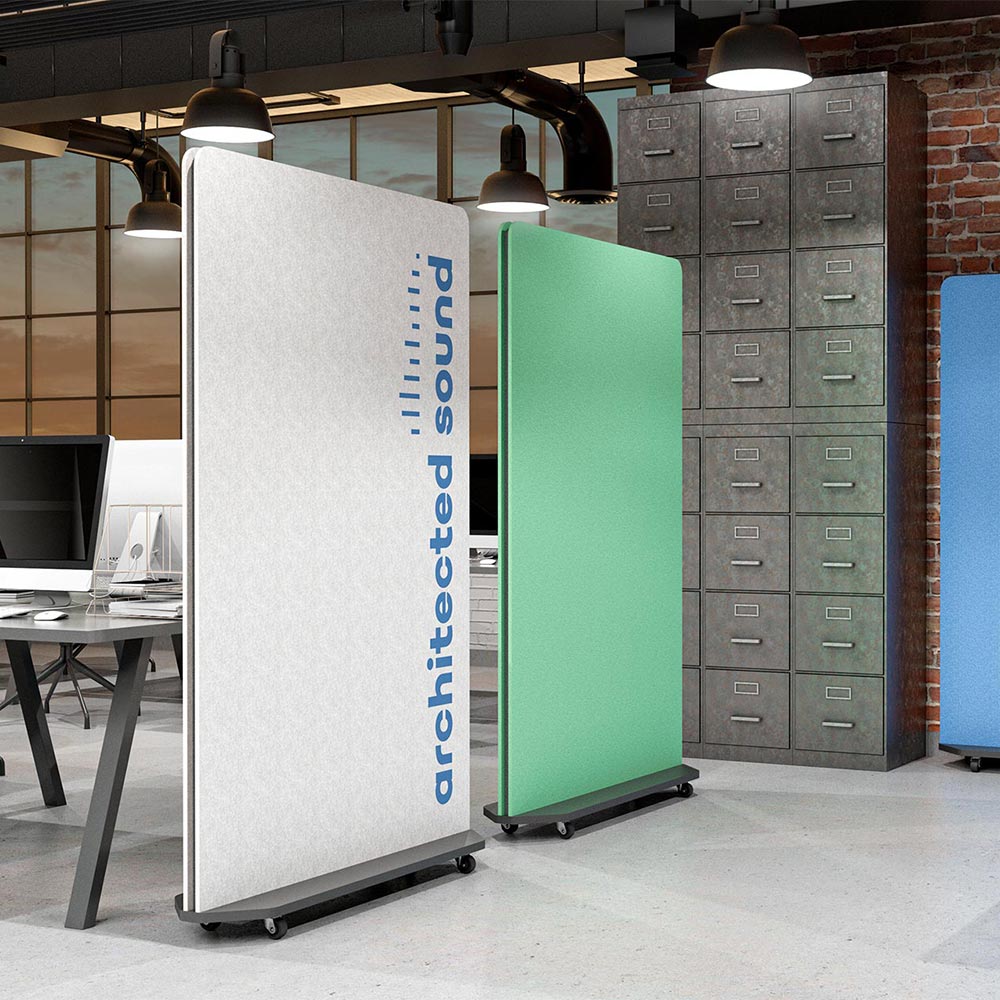 Mobile acoustic panels in office space