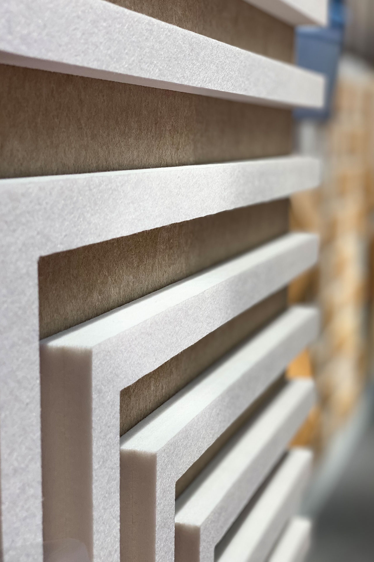 Close up to sound absorbing slat panel