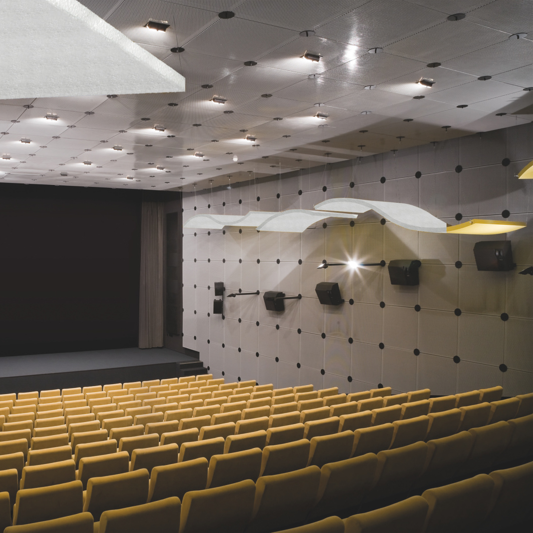 Stratocell Whisper sound absorbing acoustic panels lightweight in the theatre hall