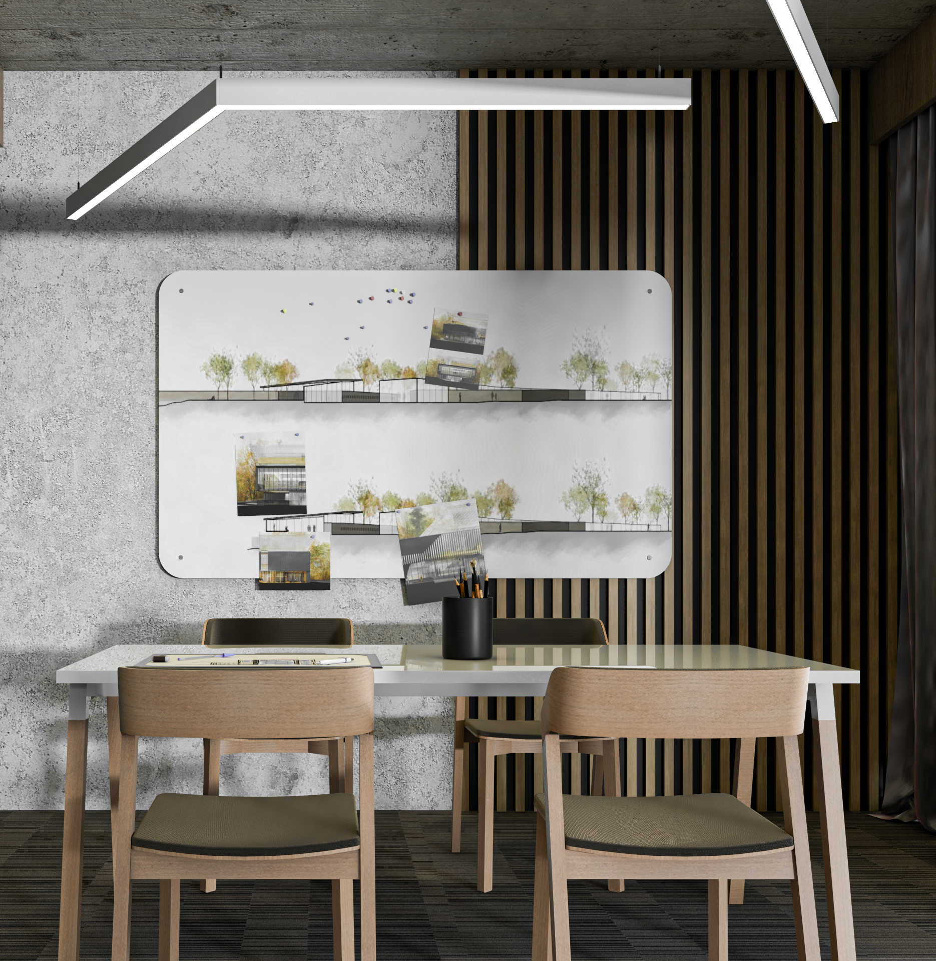 Dźwiękochłonna tablica na notatki na ścianę w biurze