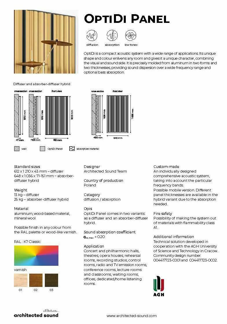 Thumbnail of the cover of the OptiDi Panel acoustic panel catalog card